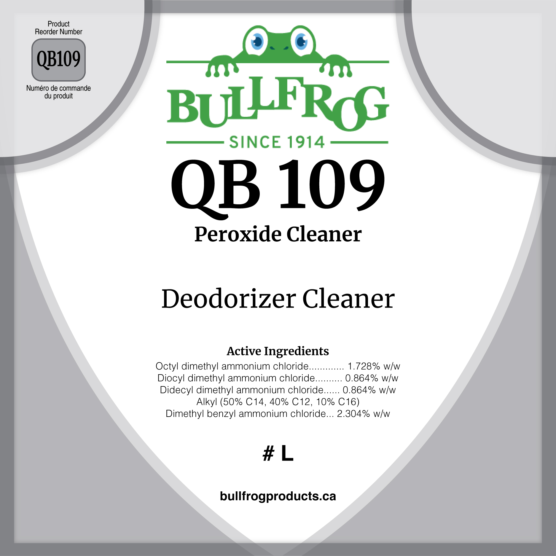 QB 109 Front Label image and 1L squeeze bottle image
